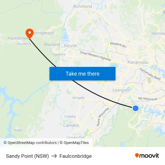 Sandy Point (NSW) to Faulconbridge map
