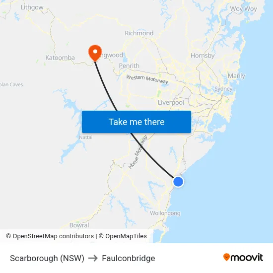 Scarborough (NSW) to Faulconbridge map