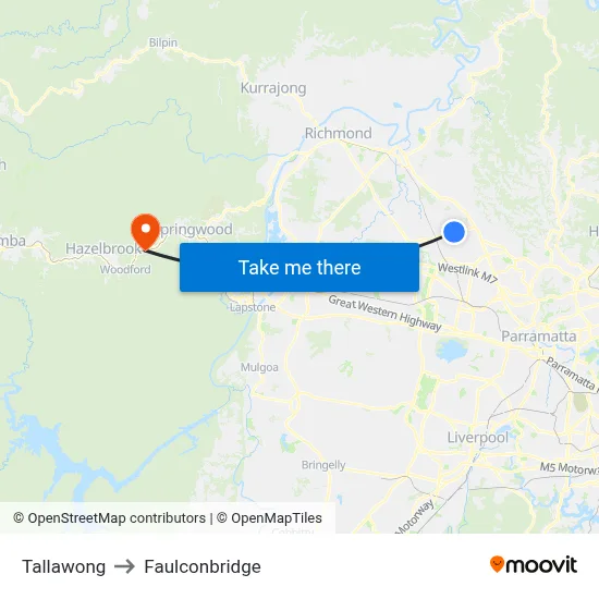 Tallawong to Faulconbridge map
