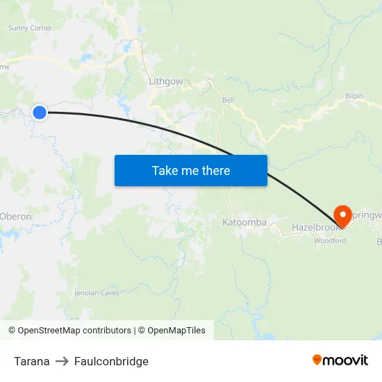 Tarana to Faulconbridge map