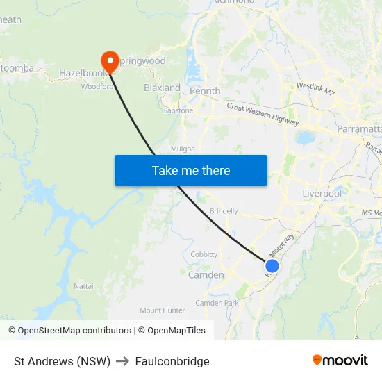 St Andrews (NSW) to Faulconbridge map