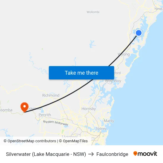 Silverwater (Lake Macquarie - NSW) to Faulconbridge map