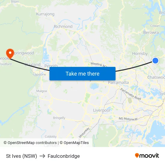 St Ives (NSW) to Faulconbridge map