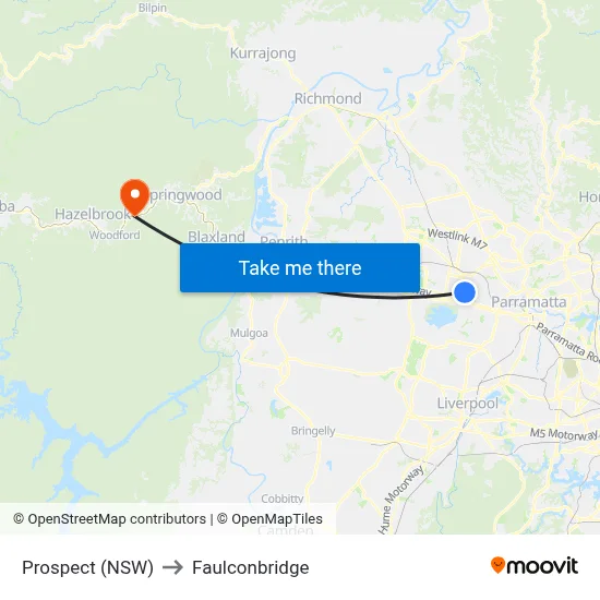 Prospect (NSW) to Faulconbridge map