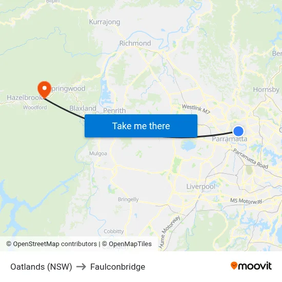Oatlands (NSW) to Faulconbridge map