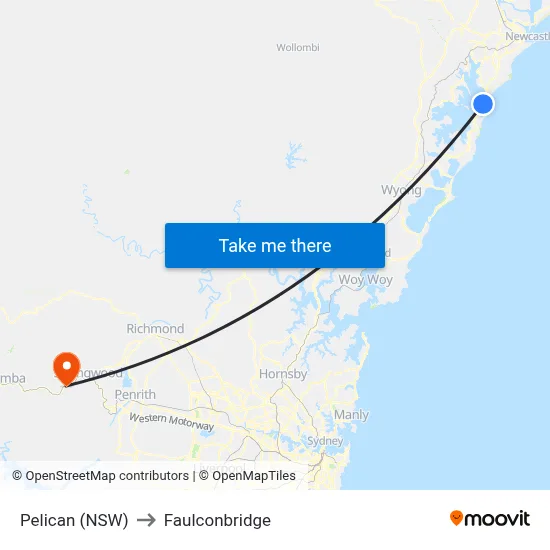 Pelican (NSW) to Faulconbridge map