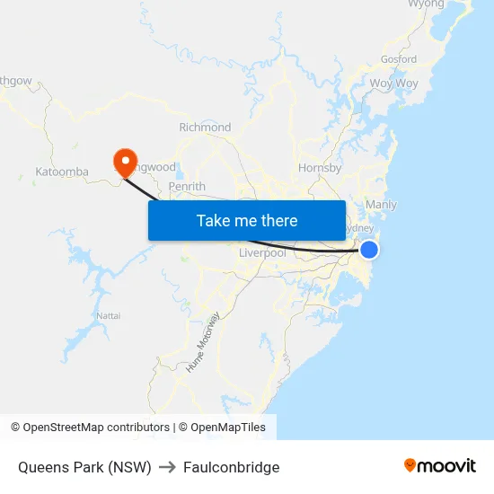 Queens Park (NSW) to Faulconbridge map