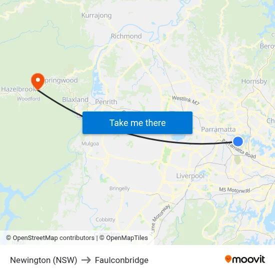 Newington (NSW) to Faulconbridge map