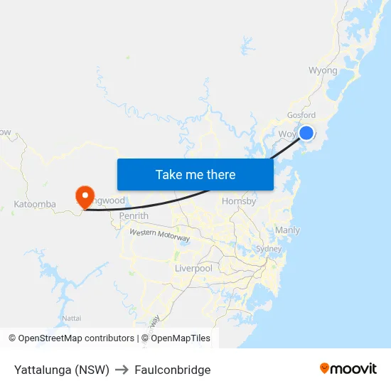 Yattalunga (NSW) to Faulconbridge map