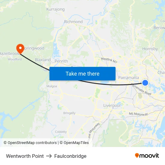 Wentworth Point to Faulconbridge map