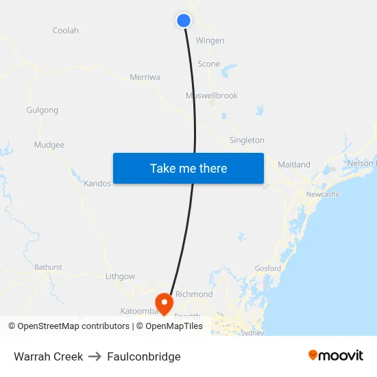 Warrah Creek to Faulconbridge map