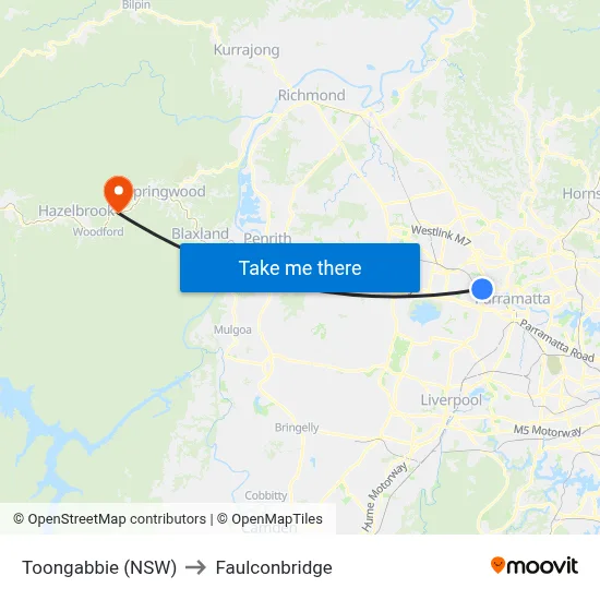 Toongabbie (NSW) to Faulconbridge map