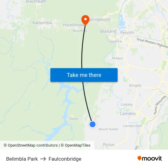 Belimbla Park to Faulconbridge map