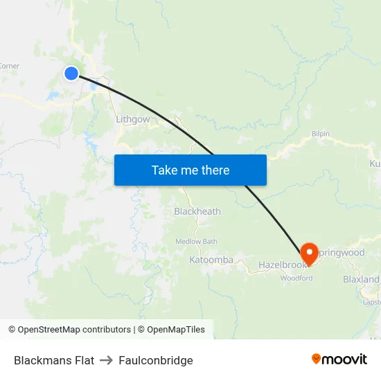 Blackmans Flat to Faulconbridge map