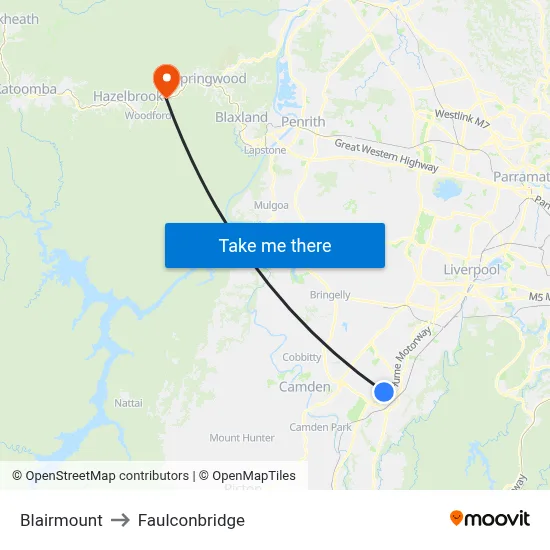 Blairmount to Faulconbridge map