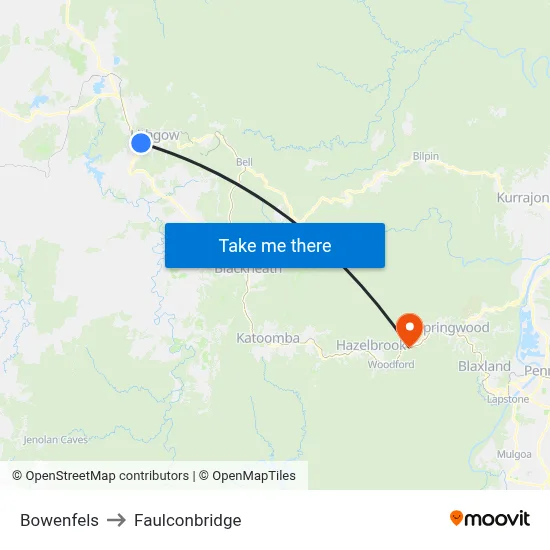 Bowenfels to Faulconbridge map