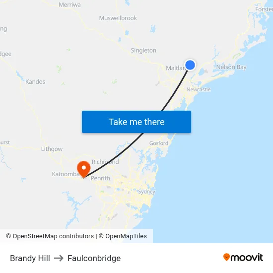 Brandy Hill to Faulconbridge map