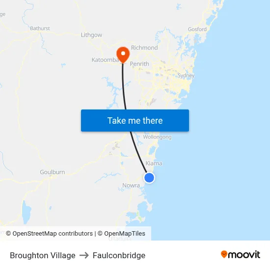 Broughton Village to Faulconbridge map