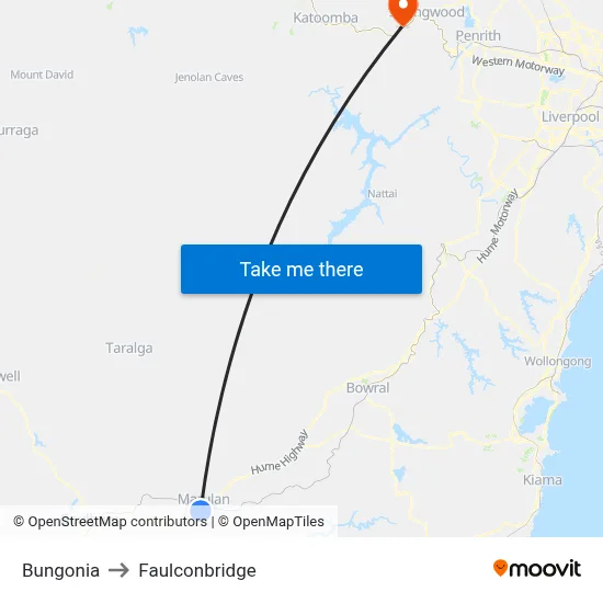Bungonia to Faulconbridge map