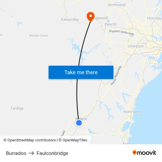 Burradoo to Faulconbridge map