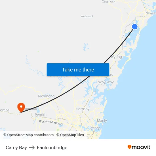 Carey Bay to Faulconbridge map