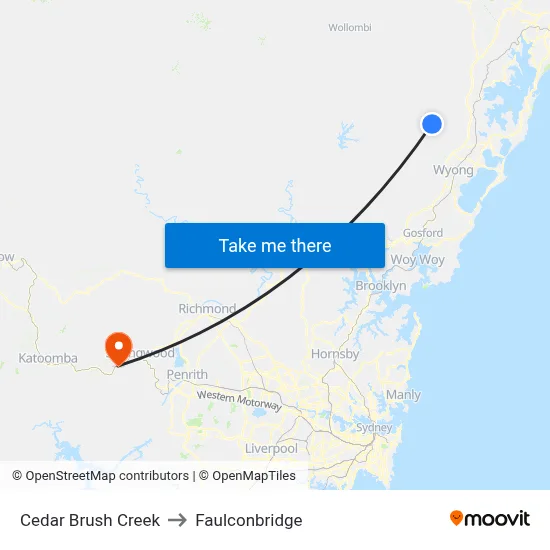 Cedar Brush Creek to Faulconbridge map