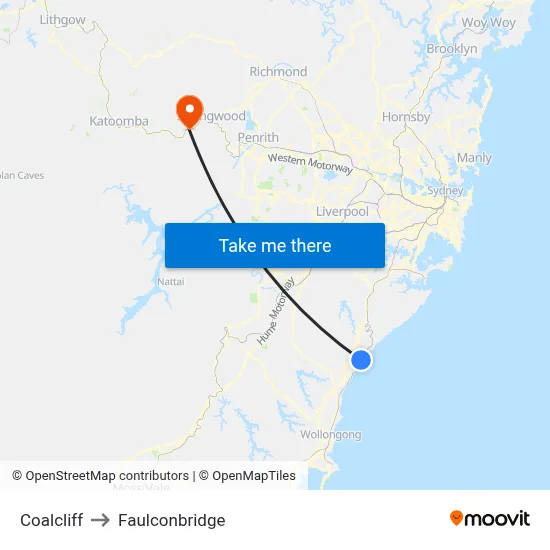 Coalcliff to Faulconbridge map