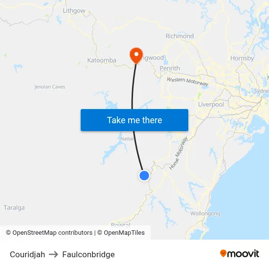 Couridjah to Faulconbridge map