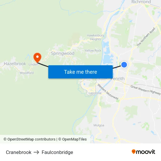 Cranebrook to Faulconbridge map