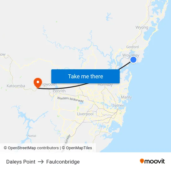Daleys Point to Faulconbridge map