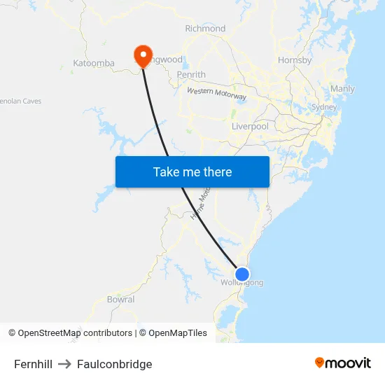 Fernhill to Faulconbridge map