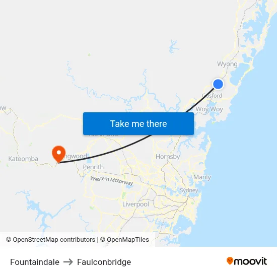 Fountaindale to Faulconbridge map