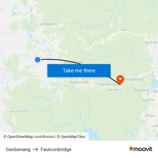 Ganbenang to Faulconbridge map
