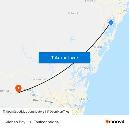 Kilaben Bay to Faulconbridge map