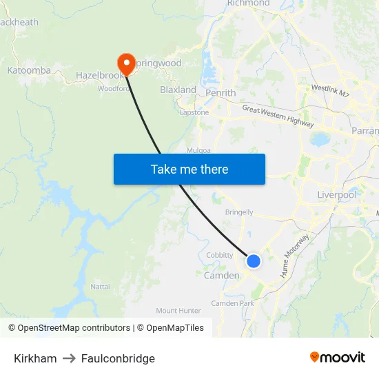 Kirkham to Faulconbridge map