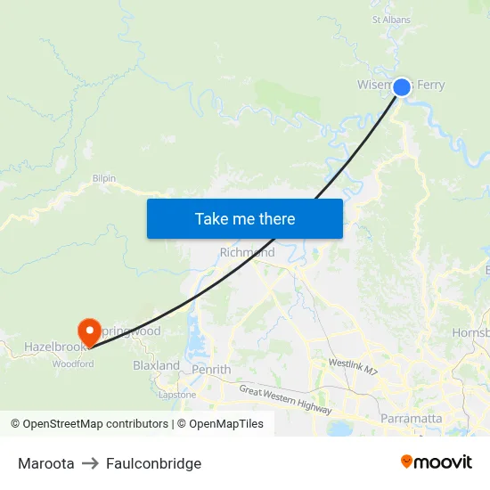 Maroota to Faulconbridge map