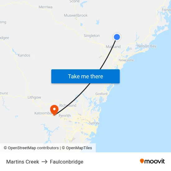 Martins Creek to Faulconbridge map