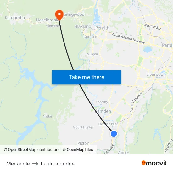 Menangle to Faulconbridge map