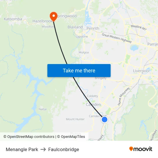 Menangle Park to Faulconbridge map