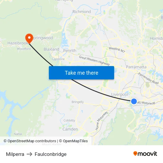 Milperra to Faulconbridge map