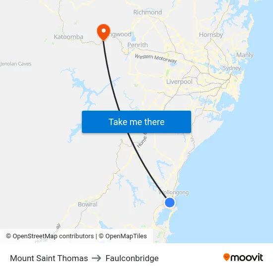 Mount Saint Thomas to Faulconbridge map