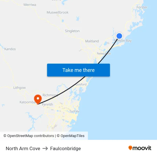 North Arm Cove to Faulconbridge map