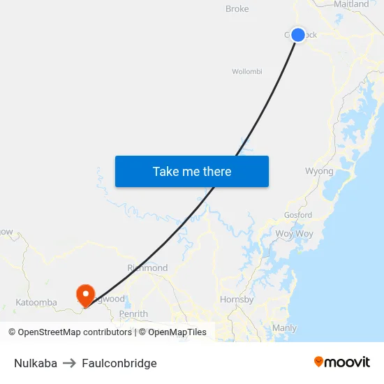 Nulkaba to Faulconbridge map