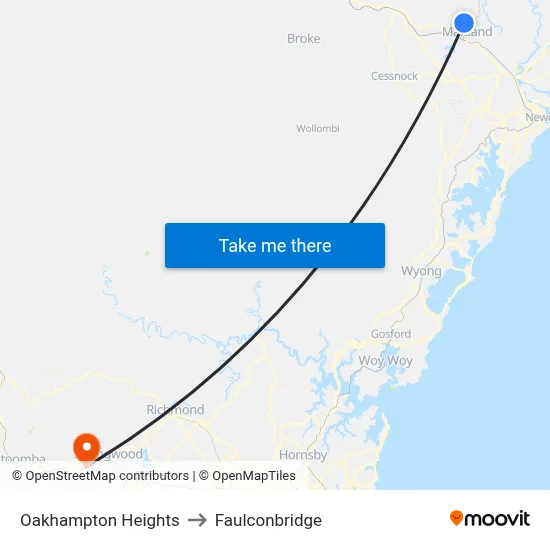 Oakhampton Heights to Faulconbridge map