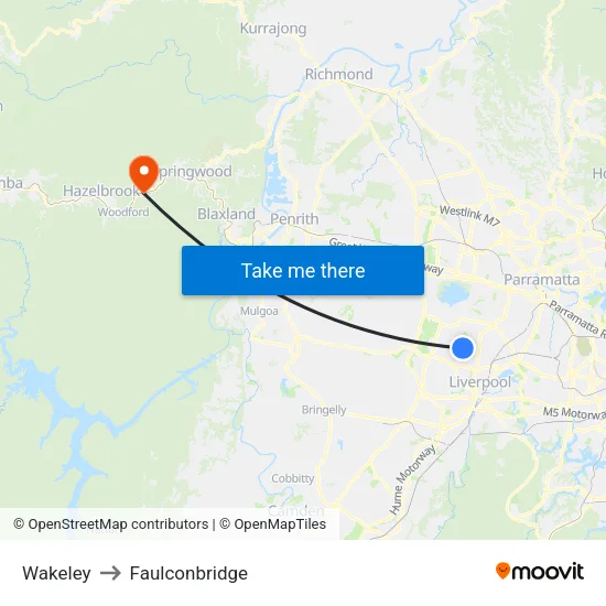 Wakeley to Faulconbridge map