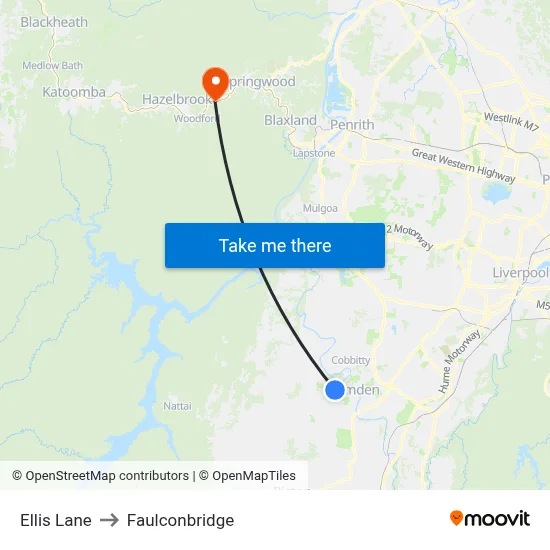 Ellis Lane to Faulconbridge map