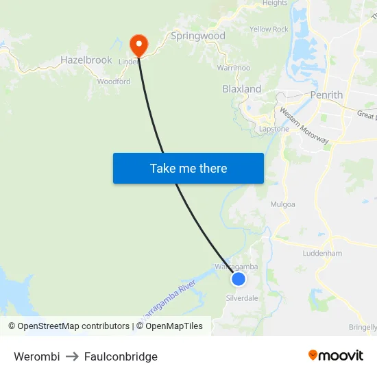 Werombi to Faulconbridge map