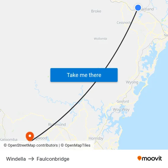 Windella to Faulconbridge map