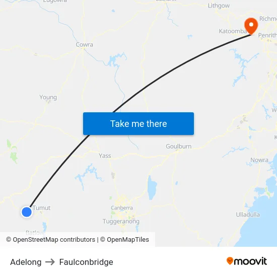 Adelong to Faulconbridge map