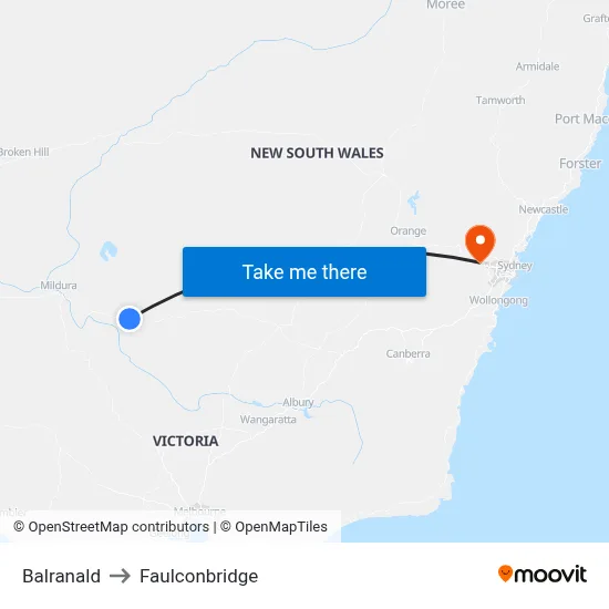 Balranald to Faulconbridge map